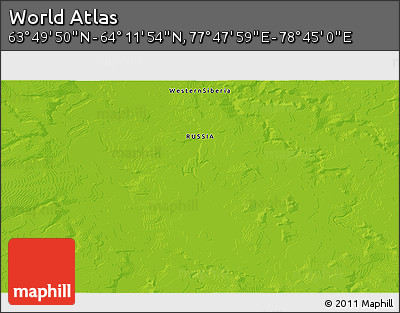 Physical 3D Map of the Area around 64° 0' 52" N, 78° 16' 30" E