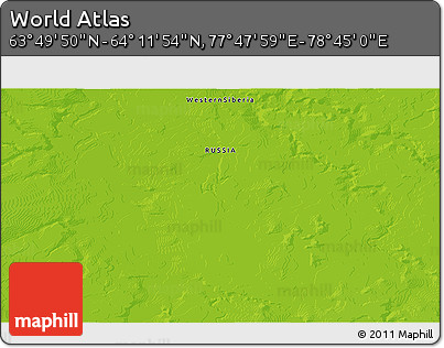 Physical 3D Map of the Area around 64° 0' 52" N, 78° 16' 30" E