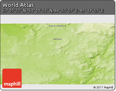 Physical 3D Map of the Area around 64° 0' 52" N, 89° 19' 29" E