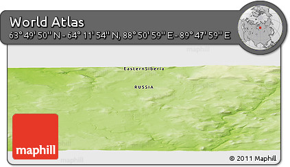 Physical Panoramic Map of the Area around 64° 0' 52" N, 89° 19' 29" E