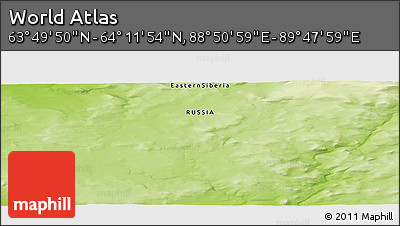 Physical Panoramic Map of the Area around 64° 0' 52" N, 89° 19' 29" E