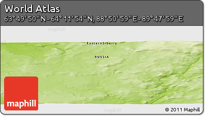 Physical Panoramic Map of the Area around 64° 0' 52" N, 89° 19' 29" E