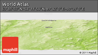 Physical Panoramic Map of the Area around 64° 0' 52" N, 90° 10' 30" E