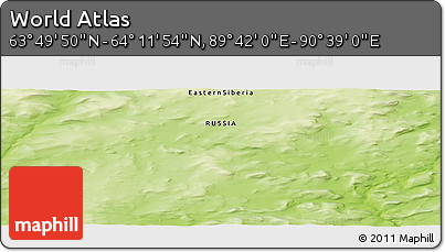 Physical Panoramic Map of the Area around 64° 0' 52" N, 90° 10' 30" E