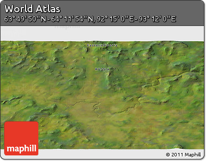 Satellite 3D Map of the Area around 64° 0' 52" N, 92° 43' 29" E