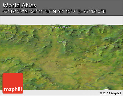 Satellite 3D Map of the Area around 64° 0' 52" N, 92° 43' 29" E