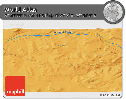 Political 3D Map of the Area around 64° 0' 52" N, 94° 25' 30" E