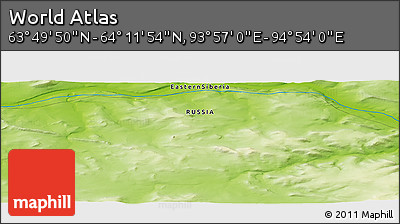Physical Panoramic Map of the Area around 64° 0' 52" N, 94° 25' 30" E