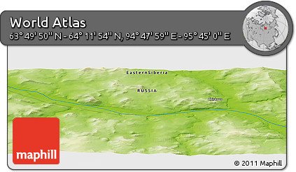 Physical Panoramic Map of the Area around 64° 0' 52" N, 95° 16' 30" E