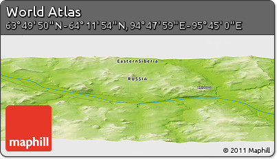 Physical Panoramic Map of the Area around 64° 0' 52" N, 95° 16' 30" E