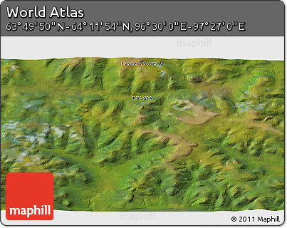 Satellite 3D Map of the Area around 64° 0' 52" N, 96° 58' 29" E