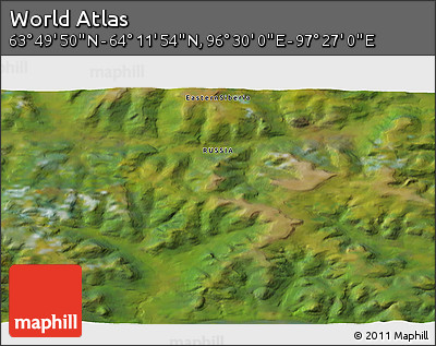 Satellite 3D Map of the Area around 64° 0' 52" N, 96° 58' 29" E