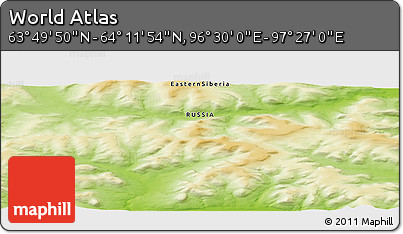 Physical Panoramic Map of the Area around 64° 0' 52" N, 96° 58' 29" E