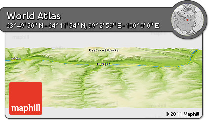 Physical Panoramic Map of the Area around 64° 0' 52" N, 99° 31' 30" E