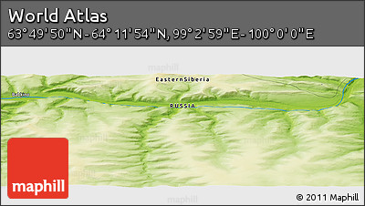 Physical Panoramic Map of the Area around 64° 0' 52" N, 99° 31' 30" E