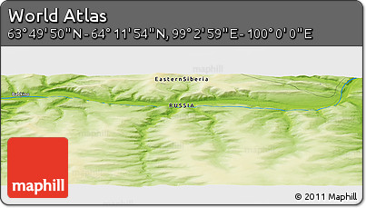 Physical Panoramic Map of the Area around 64° 0' 52" N, 99° 31' 30" E