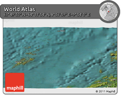 Satellite 3D Map of the Area around 64° 0' 52" N, 9° 25' 30" E