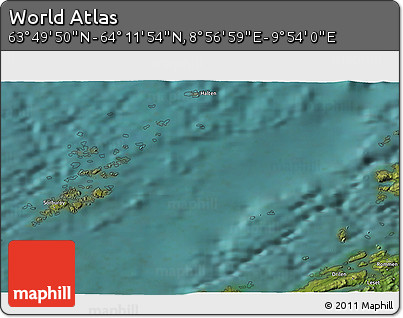 Satellite 3D Map of the Area around 64° 0' 52" N, 9° 25' 30" E