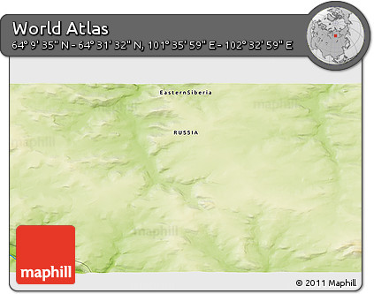 Physical 3D Map of the Area around 64° 20' 33" N, 102° 4' 29" E