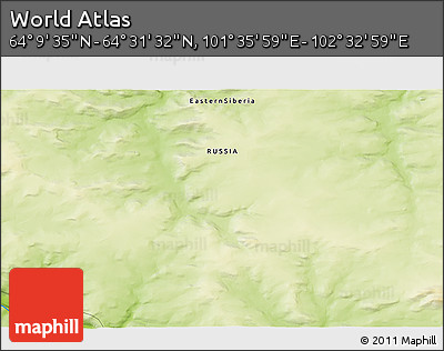 Physical 3D Map of the Area around 64° 20' 33" N, 102° 4' 29" E