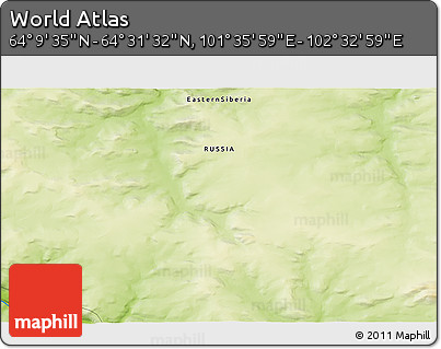 Physical 3D Map of the Area around 64° 20' 33" N, 102° 4' 29" E