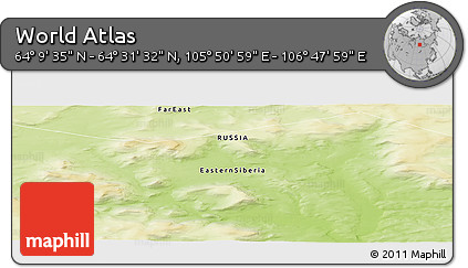 Physical Panoramic Map of the Area around 64° 20' 33" N, 106° 19' 29" E