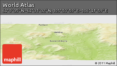 Physical Panoramic Map of the Area around 64° 20' 33" N, 106° 19' 29" E