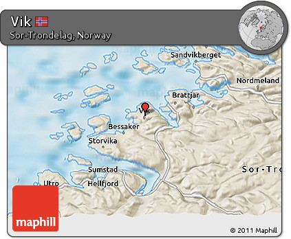 Shaded Relief 3D Map of Vik