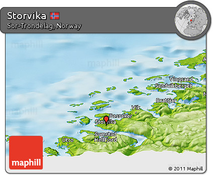 Physical Panoramic Map of Storvika