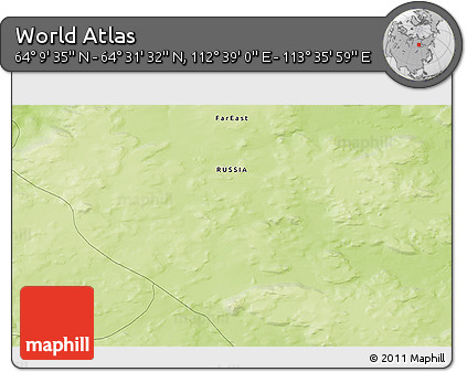 Physical 3D Map of the Area around 64° 20' 33" N, 113° 7' 30" E