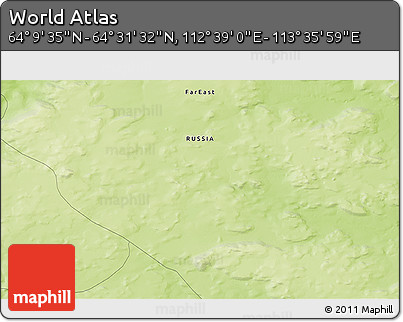 Physical 3D Map of the Area around 64° 20' 33" N, 113° 7' 30" E