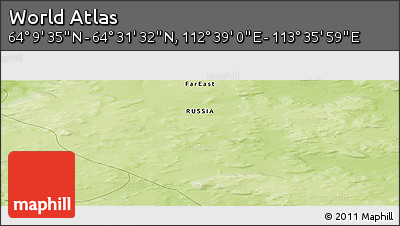 Physical Panoramic Map of the Area around 64° 20' 33" N, 113° 7' 30" E