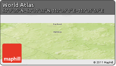 Physical Panoramic Map of the Area around 64° 20' 33" N, 113° 7' 30" E