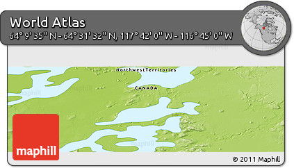 Physical Panoramic Map of the Area around 64° 20' 33" N, 117° 13' 29" W