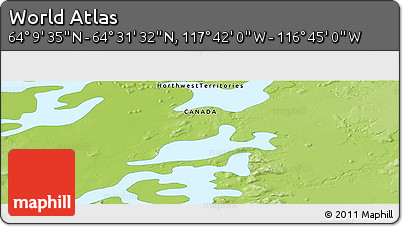 Physical Panoramic Map of the Area around 64° 20' 33" N, 117° 13' 29" W
