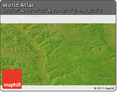Satellite 3D Map of the Area around 64° 20' 33" N, 118° 13' 29" E