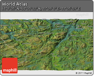 Satellite 3D Map of the Area around 64° 20' 33" N, 11° 7' 30" E