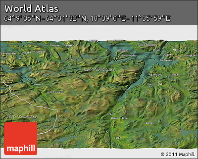 Satellite 3D Map of the Area around 64° 20' 33" N, 11° 7' 30" E