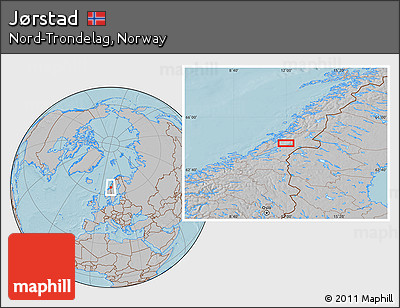 Gray Location Map of Jørstad, hill shading