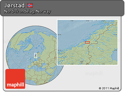 Savanna Style Location Map of Jørstad, hill shading