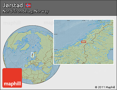 Savanna Style Location Map of Jørstad, hill shading
