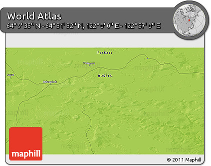 Physical 3D Map of the Area around 64° 20' 33" N, 122° 28' 29" E