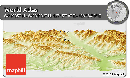 Physical Panoramic Map of the Area around 64° 20' 33" N, 128° 25' 30" E