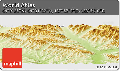 Physical Panoramic Map of the Area around 64° 20' 33" N, 128° 25' 30" E