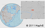 Gray Location Map of the area around 64° 20' 33" N, 136° 4' 29" E, hill shading