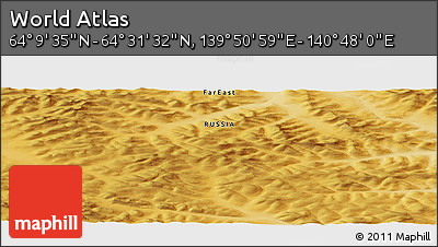 Physical Panoramic Map of the Area around 64° 20' 33" N, 140° 19' 29" E