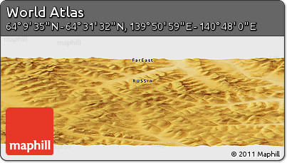 Physical Panoramic Map of the Area around 64° 20' 33" N, 140° 19' 29" E
