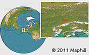 Satellite Location Map of the area around 64° 20' 33" N, 151° 13' 29" W