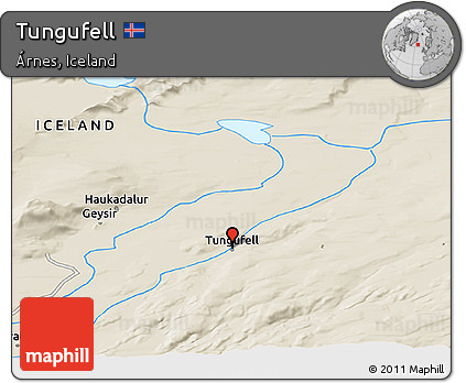 Shaded Relief Panoramic Map of Tungufell
