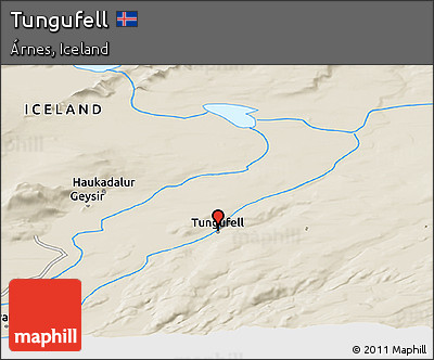 Shaded Relief Panoramic Map of Tungufell